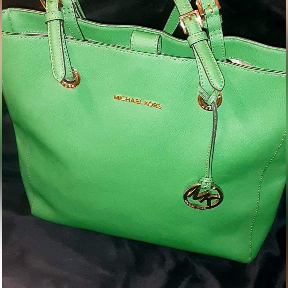 Michael Kors green jet set travel tote